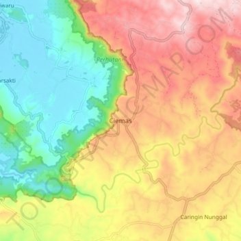 Mapa topográfico Ciemas, altitud, relieve