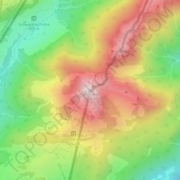 Mapa topográfico Spitzstein, altitud, relieve