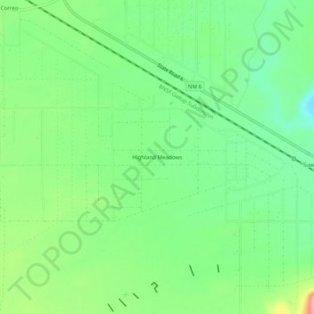 Mapa topográfico Highland Meadows, altitud, relieve