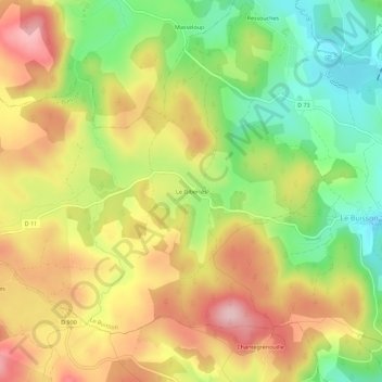 Mapa topográfico Le Gibertès, altitud, relieve