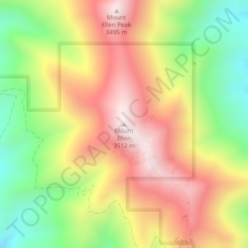 Mapa topográfico Mount Ellen, altitud, relieve