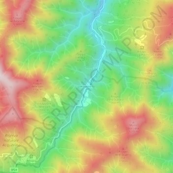 Mapa topográfico Monachino, altitud, relieve