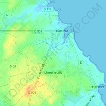 Mapa topográfico Les Roches, altitud, relieve