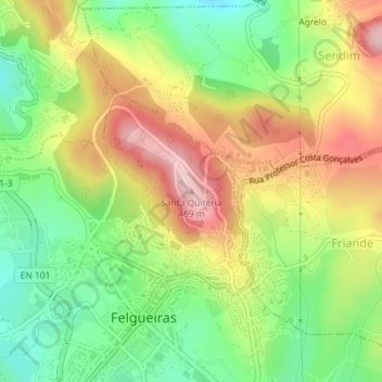 Mapa topográfico Santa Quitéria, altitud, relieve