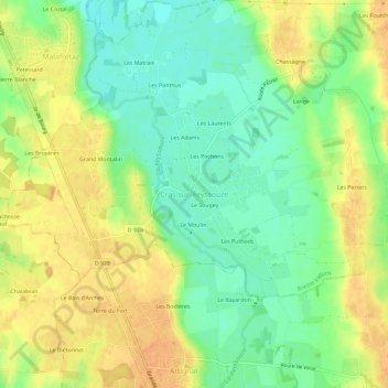 Mapa topográfico Cras-sur-Reyssouze, altitud, relieve
