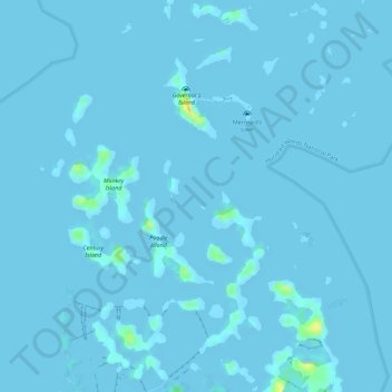 Mapa topográfico Hundred Islands, altitud, relieve