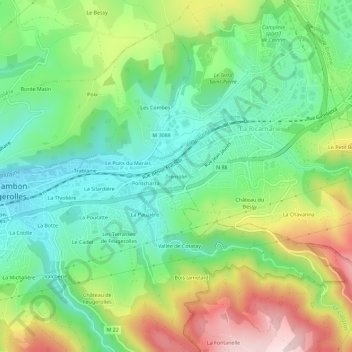 Mapa topográfico Trémolin, altitud, relieve