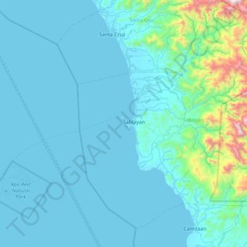 Mapa topográfico South Pandan Island, altitud, relieve