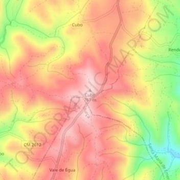 Mapa topográfico Cubo, altitud, relieve
