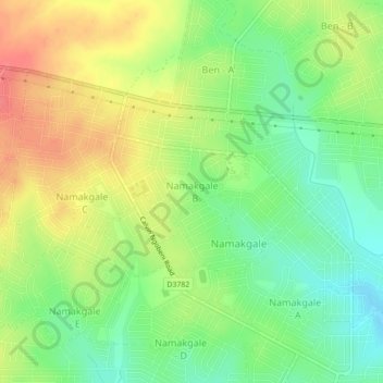 Mapa topográfico Namakgale - B, altitud, relieve