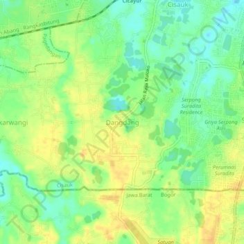 Mapa topográfico Dangdang, altitud, relieve