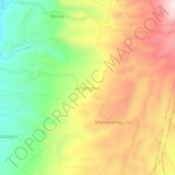Mapa topográfico Jumangpas, altitud, relieve