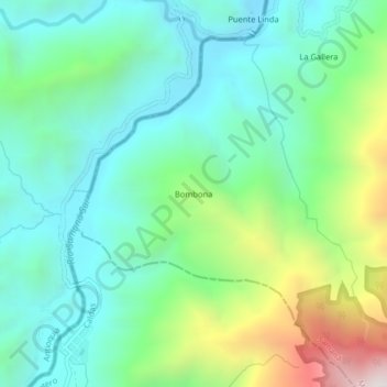 Mapa topográfico Bombona, altitud, relieve