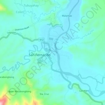 Mapa topográfico Halapitan, altitud, relieve