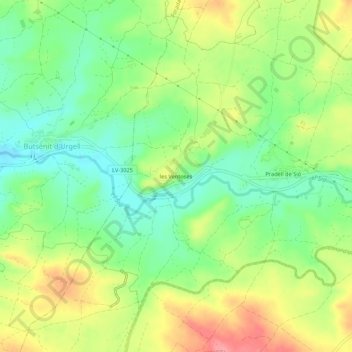 Mapa topográfico les Ventoses, altitud, relieve