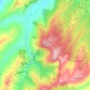 Mapa topográfico Monte Castione, altitud, relieve