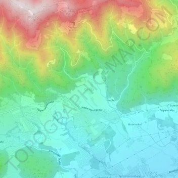 Mapa topográfico Göritz, altitud, relieve