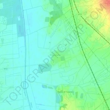 Mapa topográfico Frassineto, altitud, relieve