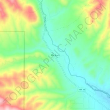 Mapa topográfico Mimbres, altitud, relieve