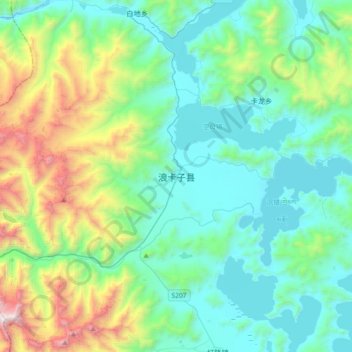 Mapa topográfico 浪卡子县, altitud, relieve