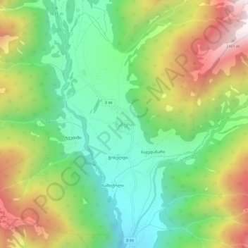 Mapa topográfico Mazeri, altitud, relieve