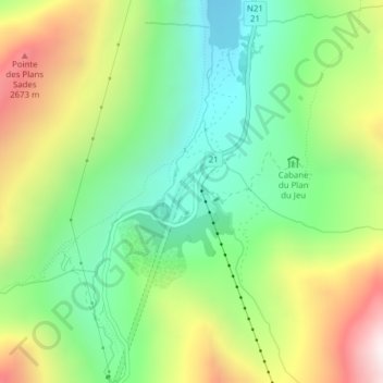 Mapa topográfico Bourg-Saint-Bernard, altitud, relieve