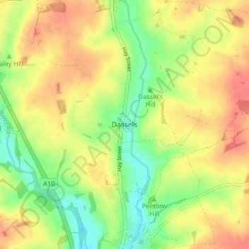 Mapa topográfico Dassels, altitud, relieve