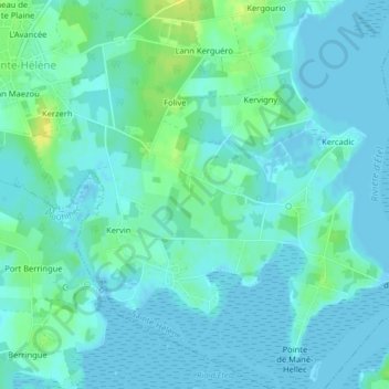 Mapa topográfico Kerguellan, altitud, relieve
