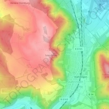 Mapa topográfico Homburg, altitud, relieve