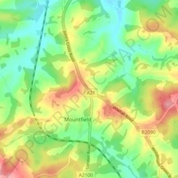 Mapa topográfico John's Cross, altitud, relieve
