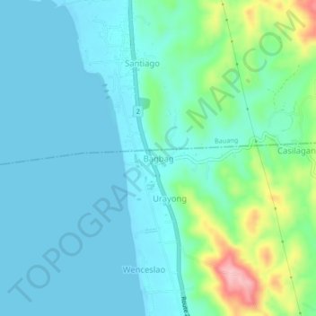 Mapa topográfico Bagbag, altitud, relieve