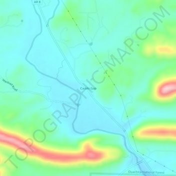 Mapa topográfico Caddo Gap, altitud, relieve
