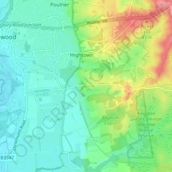 Mapa topográfico Crow, altitud, relieve