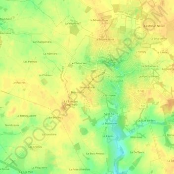 Mapa topográfico Sainte-Marie, altitud, relieve