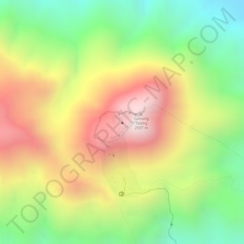 Mapa topográfico Mount Talang, altitud, relieve