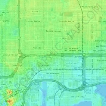 Mapa topográfico Fiorito, altitud, relieve