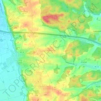 Mapa topográfico Haberskirch, altitud, relieve