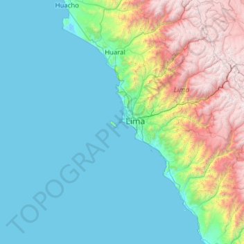 Mapa topográfico Callao, altitud, relieve