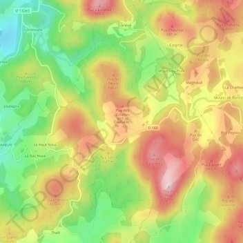 Mapa topográfico Couturas, altitud, relieve