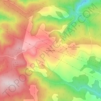Mapa topográfico Foncebadón, altitud, relieve