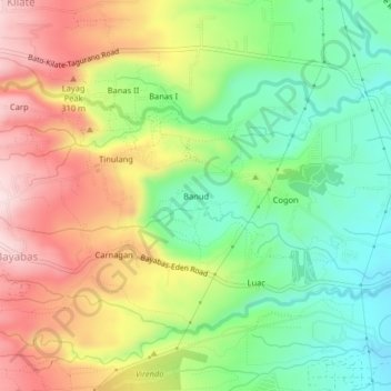 Mapa topográfico Banud, altitud, relieve