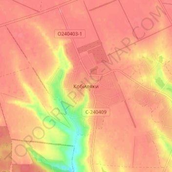 Mapa topográfico Кобыляки, altitud, relieve