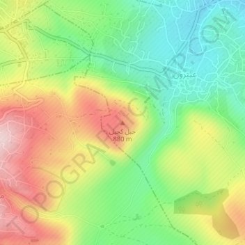 Mapa topográfico Jabal Kuhayl, altitud, relieve