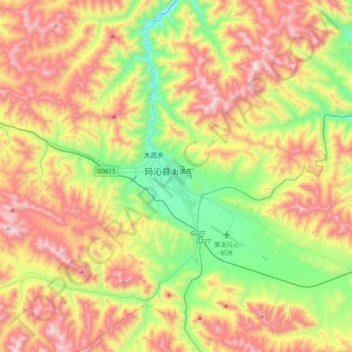 Mapa topográfico Golog Tibetan Autonomous Prefecture, altitud, relieve