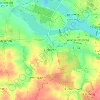 Mapa topográfico Göttwitz, altitud, relieve