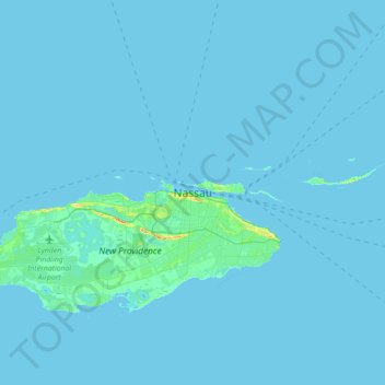 Mapa topográfico Nassau, altitud, relieve