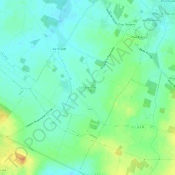 Mapa topográfico La Traverserie, altitud, relieve