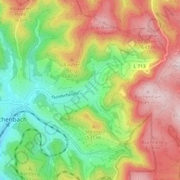 Mapa topográfico Helberhausen, altitud, relieve