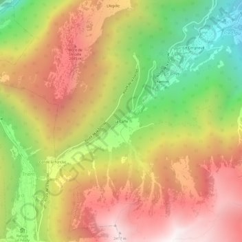 Mapa topográfico La Caffe, altitud, relieve