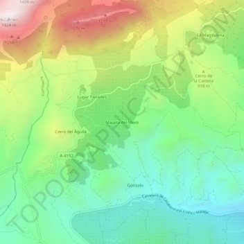 Mapa topográfico Majada del Moro, altitud, relieve